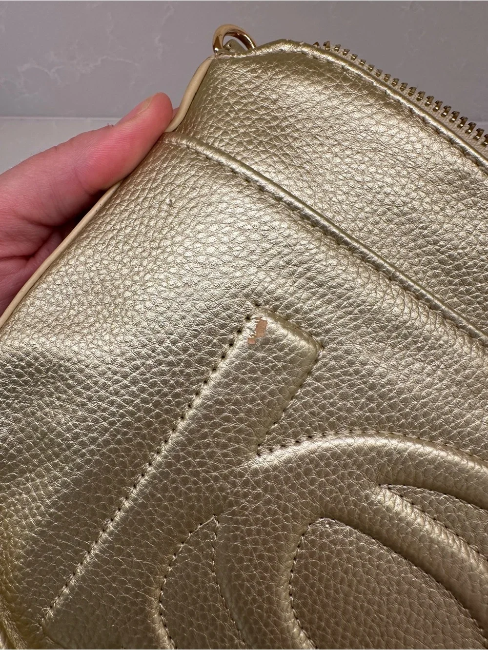 Authentic bebe Metallic Gold Crossbody Bag